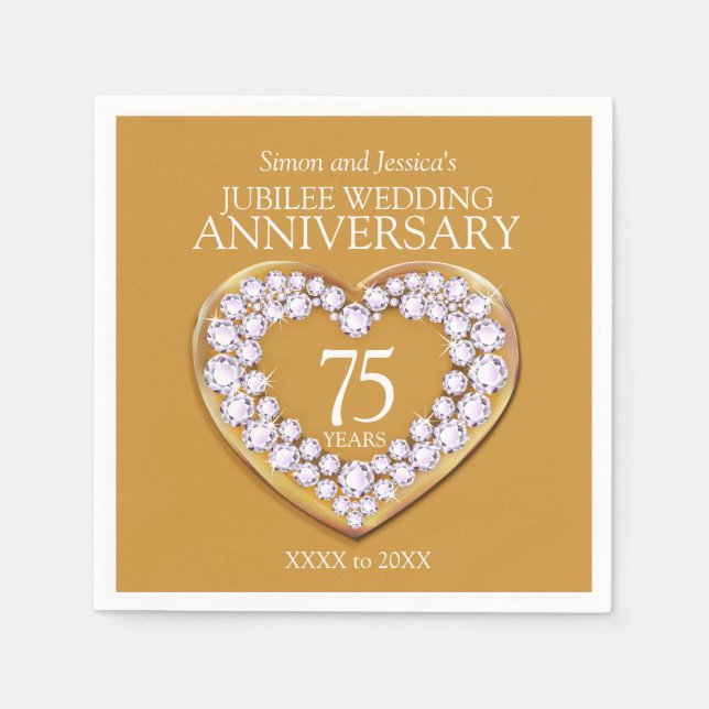 Jubilee 75. Hochzeitstag individuelle Name Serviette (Vorderseite)