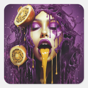 Jucified Passion Fruit Lady Quadratischer Aufkleber