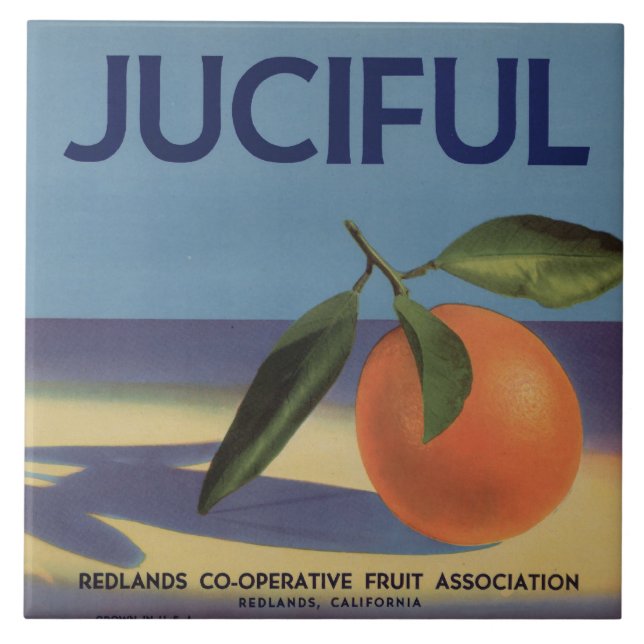 Juciful orange Kisten-Aufkleber Fliese (Vorderseite)