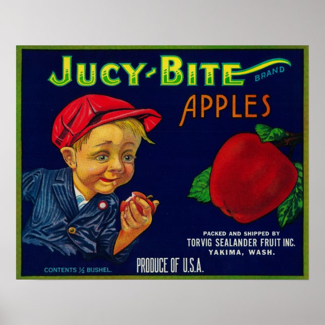 Jucy Bite Apple Crate LabelYakima, WA Poster (Vorne)