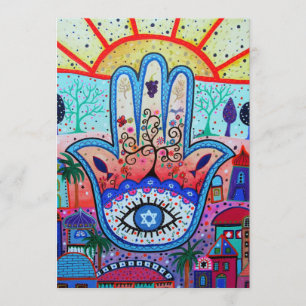 JUDAIC HAMSA BAT BAR MITZVAH INVITATION EINLADUNG