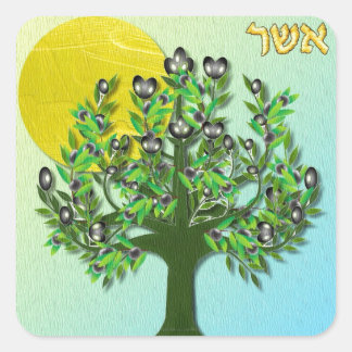 Judaica 12 Stämme Israels Ascher Quadratischer Aufkleber