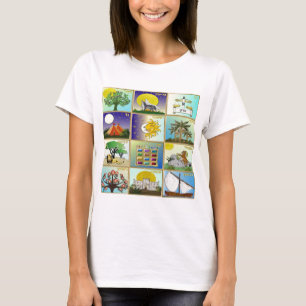 Judaica 12 Stämme Israels Kunstpaneele T-Shirt