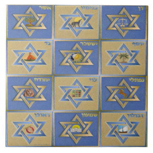 Judaica 12 Tribes of Israel Art Print Fliese