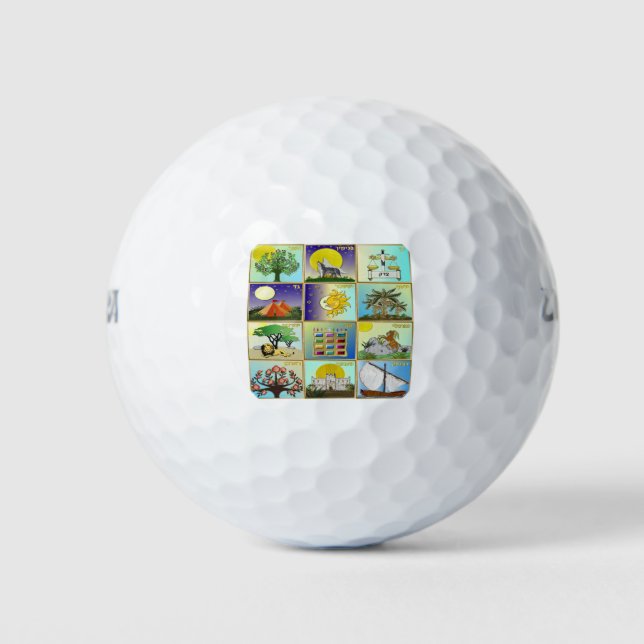 Judaica 12 Tribes of Israel Art Print Golfball (Vorderseite)