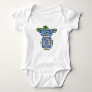 Judaica Chanukka Davidstern Ornamentendruck Baby Strampler