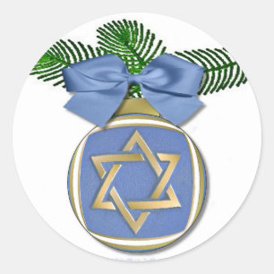 Judaica Chanukka Davidstern Ornamentendruck Runder Aufkleber