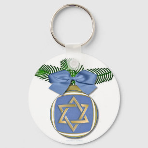 Judaica Chanukka Davidstern Ornamentendruck Schlüsselanhänger