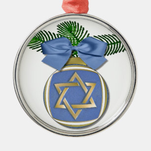 Judaica Chanukka Davidstern Ornamentendruck Silbernes Ornament