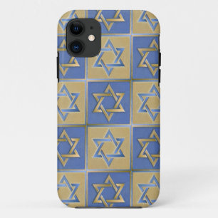Judaica Davidstern Metall Gold Blau Case-Mate iPhone Hülle