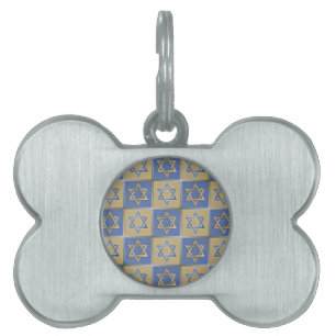 Judaica Davidstern Metall Gold Blau Tiermarke