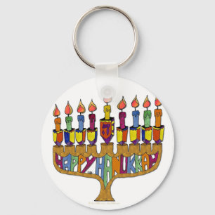 Judaica Frohes Chanukka Dreidel Menora Schlüsselanhänger
