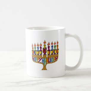 Judaica Frohes Chanukka Dreidel Menora Tasse
