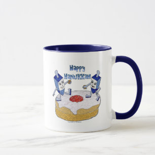 Judaica Frohes Chanukka Tänzerische Dreidels Donut Tasse