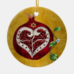 Judaica, Granatapfel, Granatapfel+Herz, Chanukka, Keramik Ornament