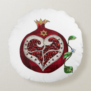 Judaica Granatapfel Herz Chanukka Rosch ha-Schana Rundes Kissen