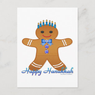 Judaica Hanukkah Lebkuchenmann Menora Feiertagspostkarte