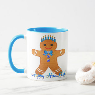 Judaica Hanukkah Lebkuchenmann Menora Tasse
