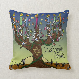 Judaica L'shanah Tovah Baum des Lebens Zierkissen
