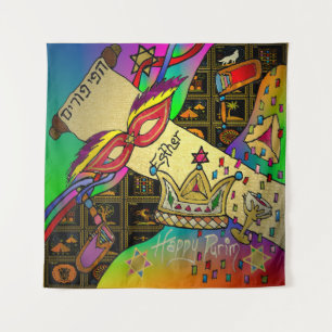 Judaica Purim Esther Feier Dark Art Druck Wandteppich