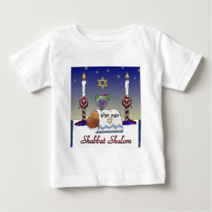 Judaica Shabbat Schalom Kunst Druck Baby T-shirt
