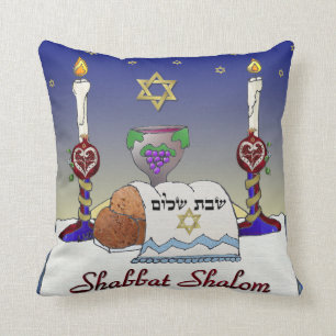Judaica Shabbat Schalom Kunst Druck Kissen