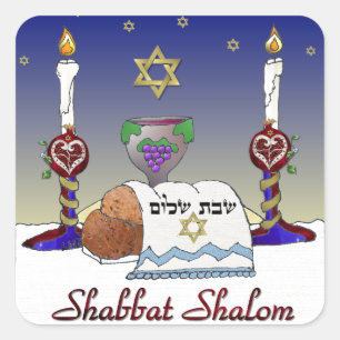 Judaica Shabbat Schalom Kunst Druck Quadratischer Aufkleber
