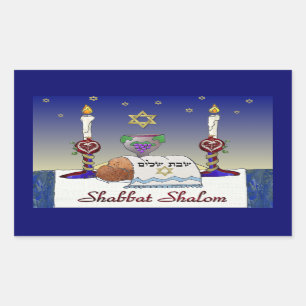 Judaica Shabbat Schalom Kunst Druck Rechteckiger Aufkleber