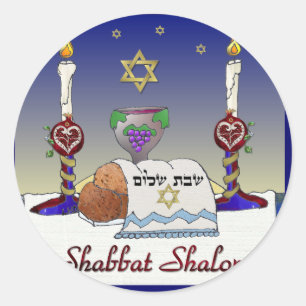 Judaica Shabbat Schalom Kunst Druck Runder Aufkleber