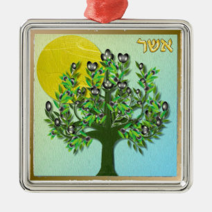 Judaika 12 Stämme Israel Asher Ornament Aus Metall