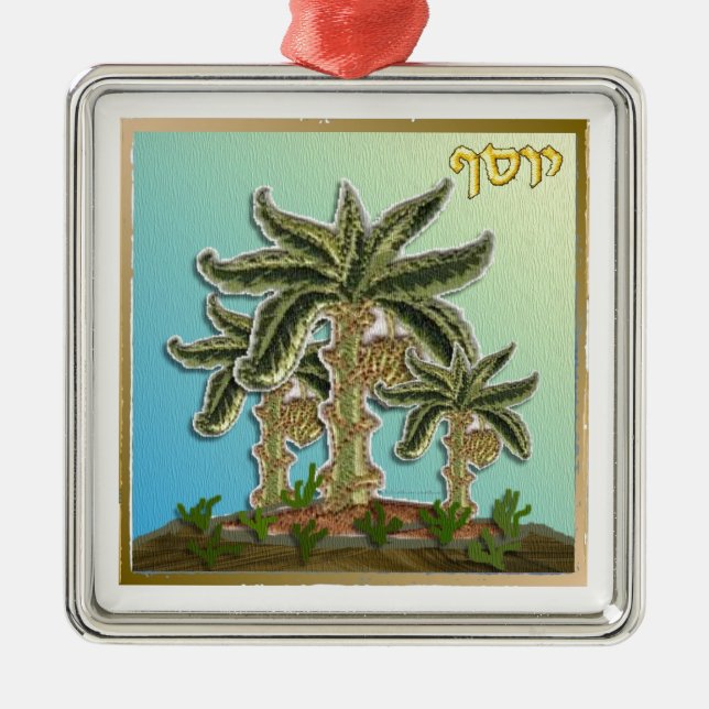 Judaika 12 Stämme Israel Joseph Silbernes Ornament (Vorne)