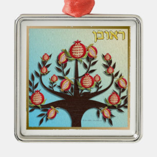 Judaika 12 Stämme Israel Reuben Silbernes Ornament
