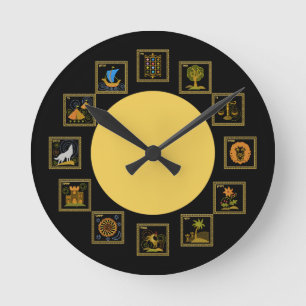 Judaika 12 Stämme Israel-Uhr Runde Wanduhr
