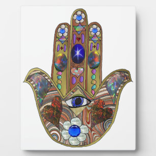Judaika Hamsa Hört Blume Opal Art Print Fotoplatte