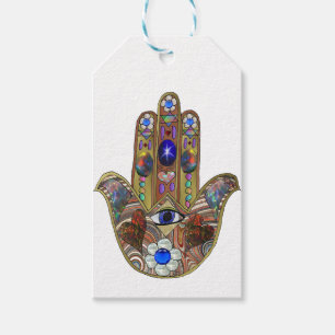 Judaika Hamsa Hört Blume Opal Art Print Geschenkanhänger