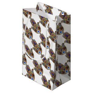 Judaika Hamsa Hört Blume Opal Art Print Kleine Geschenktüte