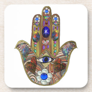 Judaika Hamsa Hört Blume Opal Art Print Untersetzer