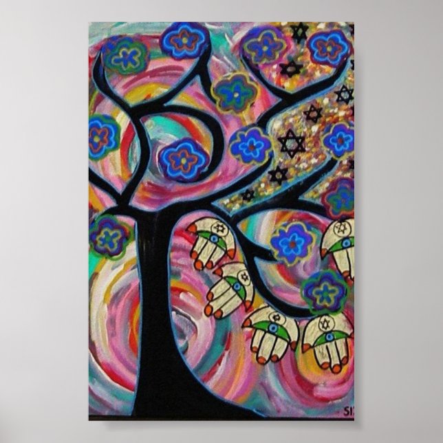 Judaika Hamsa Tree of Life Sunset Poster (Vorne)