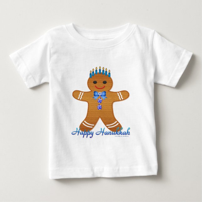 Judaika Hanukkah Gingerbread Man Menorah Baby T-shirt (Vorderseite)