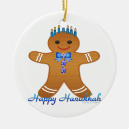 Judaika Hanukkah Gingerbread Man Menorah Keramik Ornament