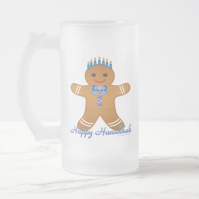Judaika Hanukkah Gingerbread Man Menorah Mattglas Bierglas (Links)