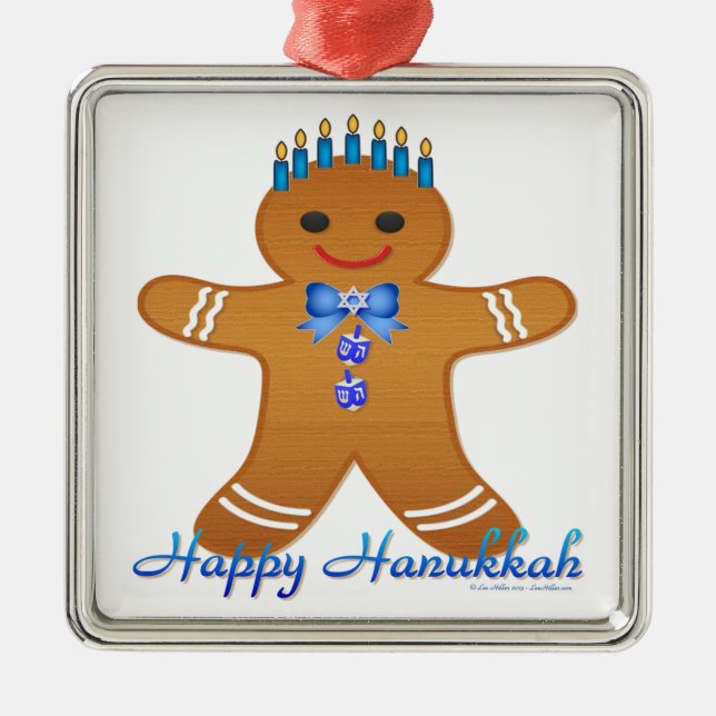 Judaika Hanukkah Gingerbread Man Menorah Ornament Aus Metall (Vorne)