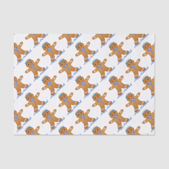 Judaika Hanukkah Gingerbread Man Menorah Seidenpapier (Vorderseite)