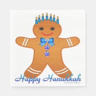 Judaika Hanukkah Gingerbread Man Menorah Serviette