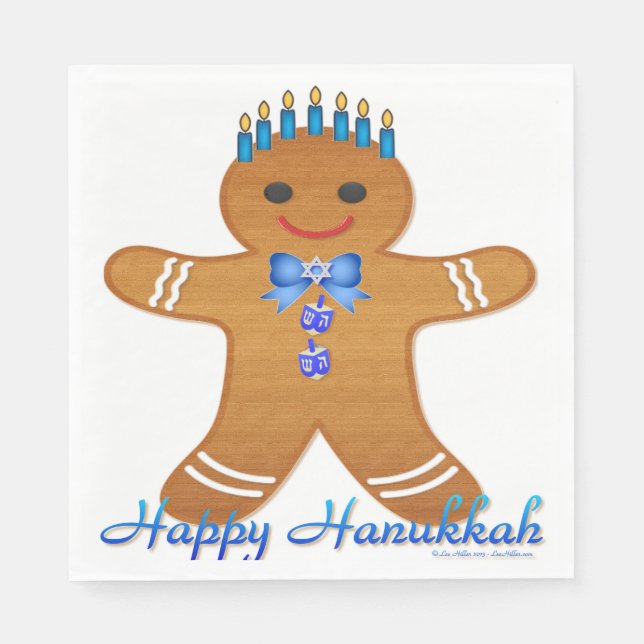 Judaika Hanukkah Gingerbread Man Menorah Serviette (Vorderseite)