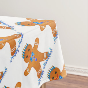 Judaika Hanukkah Gingerbread Man Menorah Tischdecke