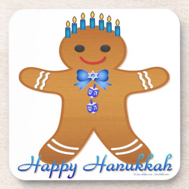 Judaika Hanukkah Gingerbread Man Menorah Untersetzer (Vorderseite)