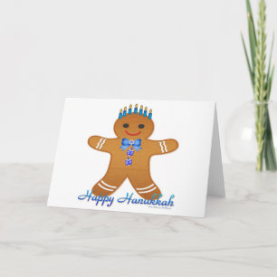 Judaika Hanukkah Gingerbrot Mann Menorah Feiertagskarte