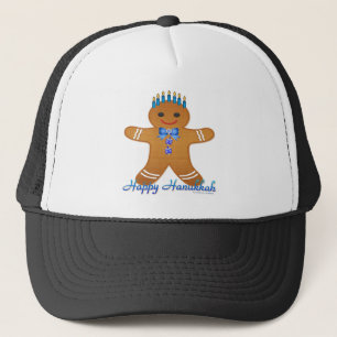Judaika Hanukkah Gingerbrot Mann Menorah Truckerkappe