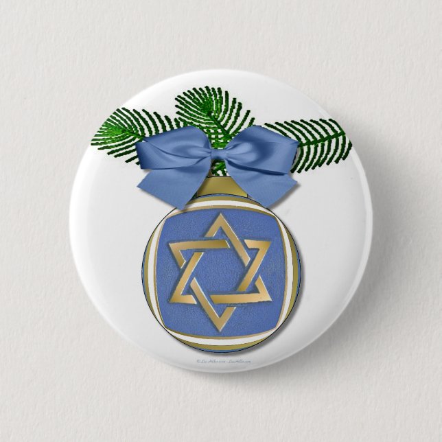 Judaika Hanukkah Stern von David Ornament Print Button (Vorderseite)